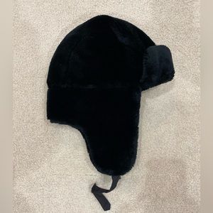 Men’s XL Haband Fur Hat w/ strap. 100% Acrylic Black Excellent Condition